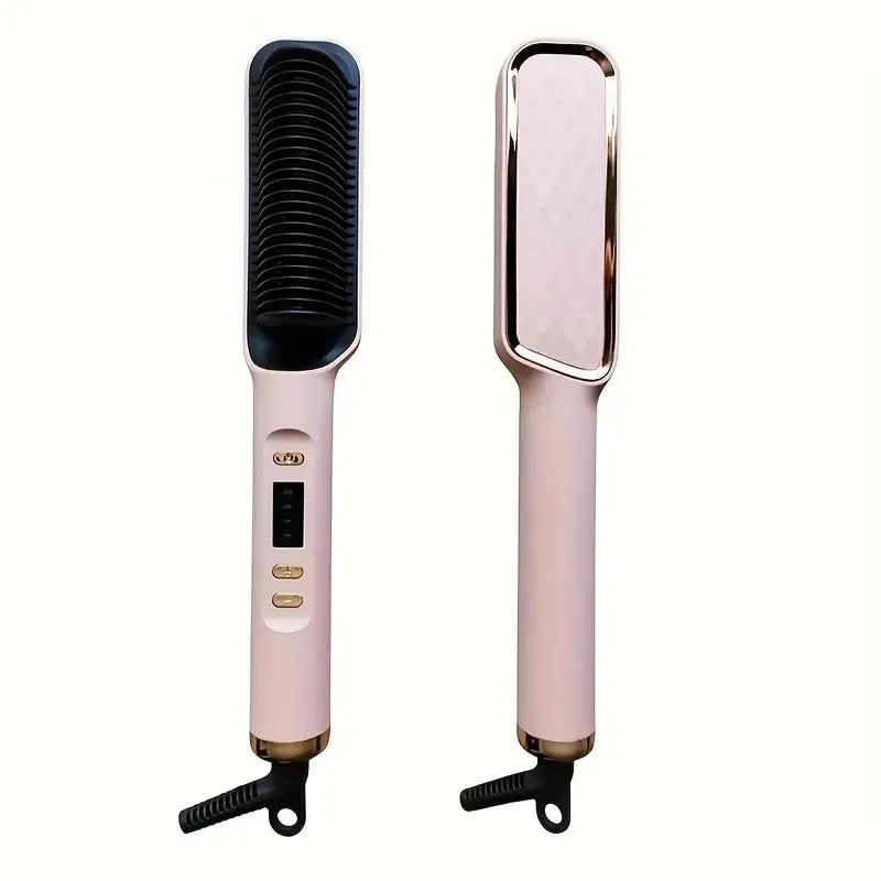 Professional Ionic Hair Straightening Brush, Fast Heating Ceramic With Auto Lock & Shutoff, Anti-Scald, 110V With LED Screen, 30 Temperature Settings, Ideal For Home, Travel & Salon Use, Hair Brush