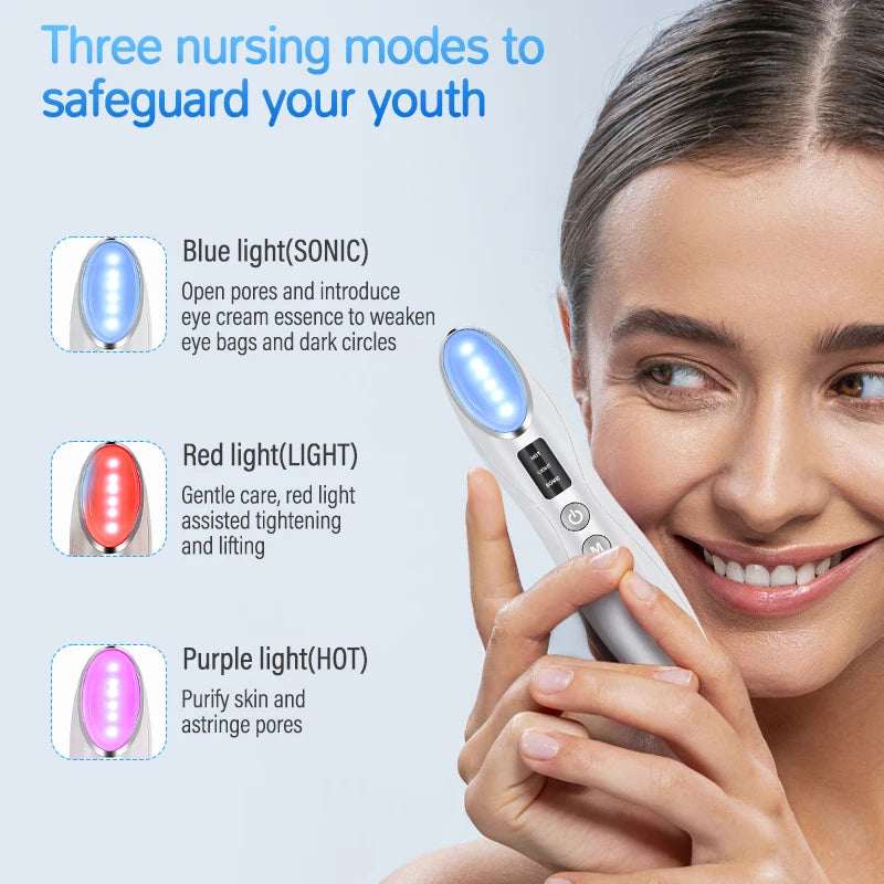 2025 New Vibration Eye Massager Anti Dark Circle Blue Light Anti Wrinkle Eye Massage Pen Hot Compress Eye Beauty Care Device