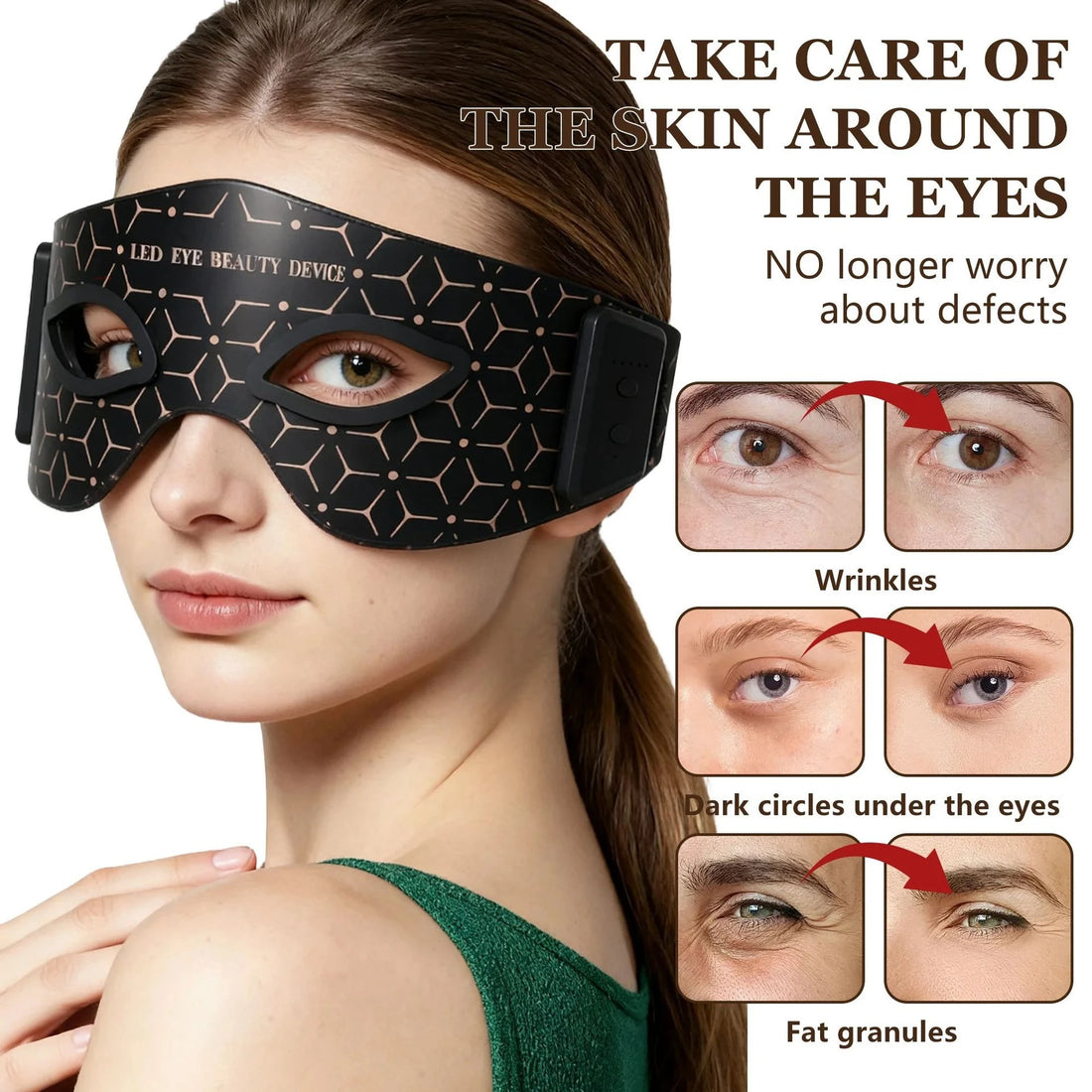 Red Light Therapy Eye Massager Anti Aging Device - Silicone Wireless LED Mask for Dark Circle Reduction Home Care and Relaxation