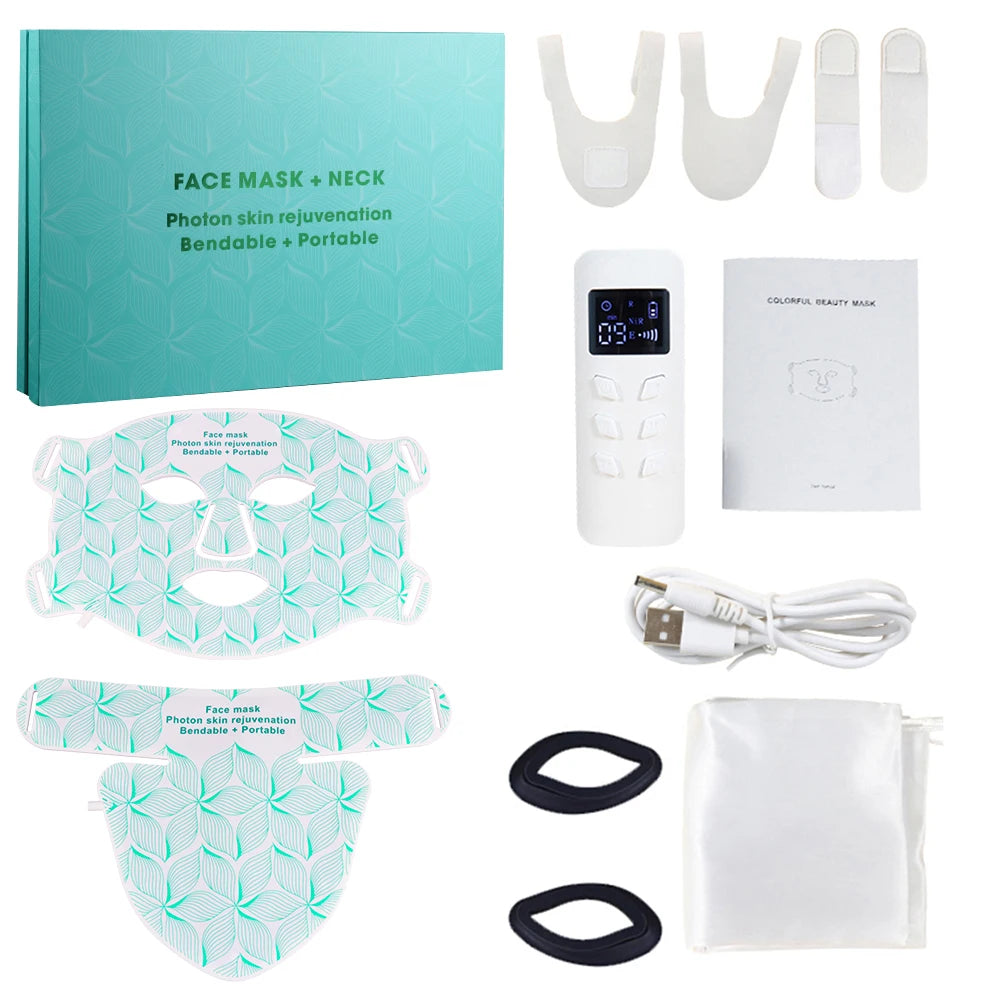 Red Light Near Infrared Therapy LED 8 Colors Face Mask and Neck Anti Aging Wrinkle Acne Pore Oil Control Skin Tighten Whiten