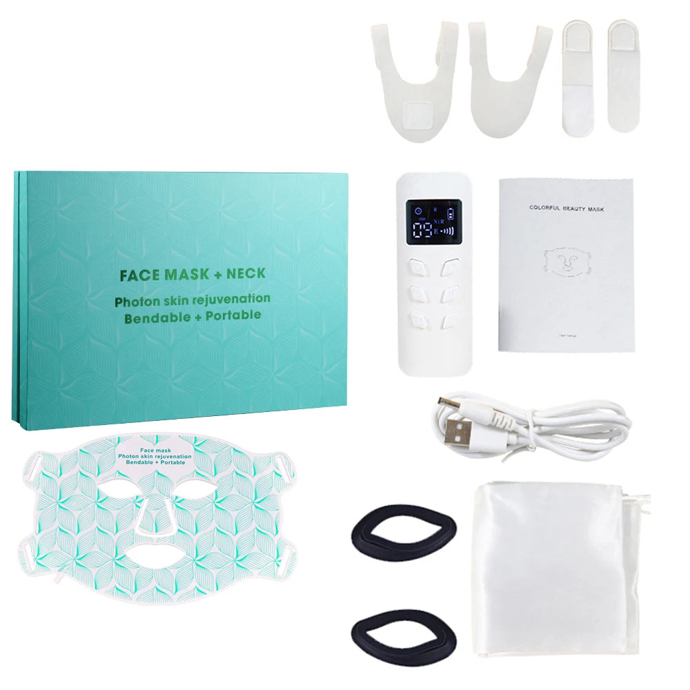 Red Light Near Infrared Therapy LED 8 Colors Face Mask and Neck Anti Aging Wrinkle Acne Pore Oil Control Skin Tighten Whiten