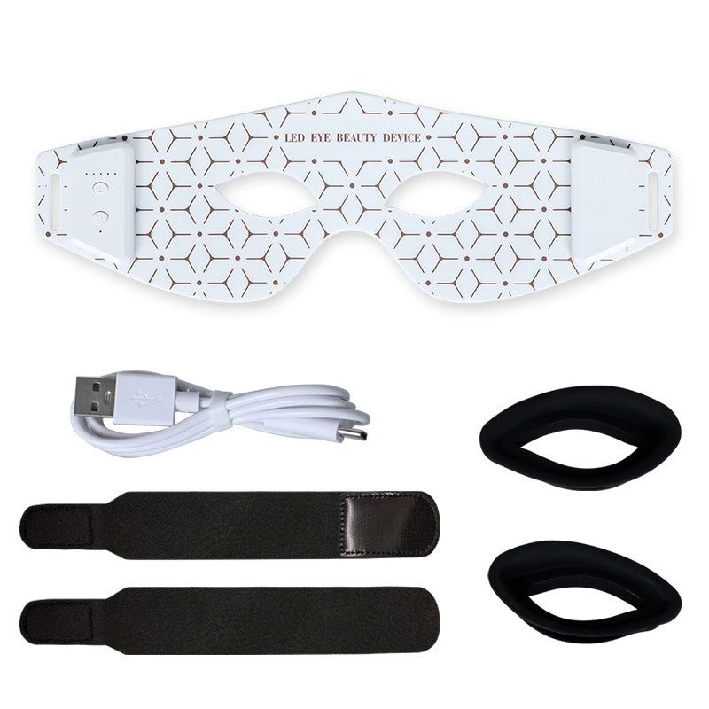 Red Light Therapy Eye Massager Anti Aging Device - Silicone Wireless LED Mask for Dark Circle Reduction Home Care and Relaxation