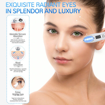 2025 New Vibration Eye Massager Anti Dark Circle Blue Light Anti Wrinkle Eye Massage Pen Hot Compress Eye Beauty Care Device