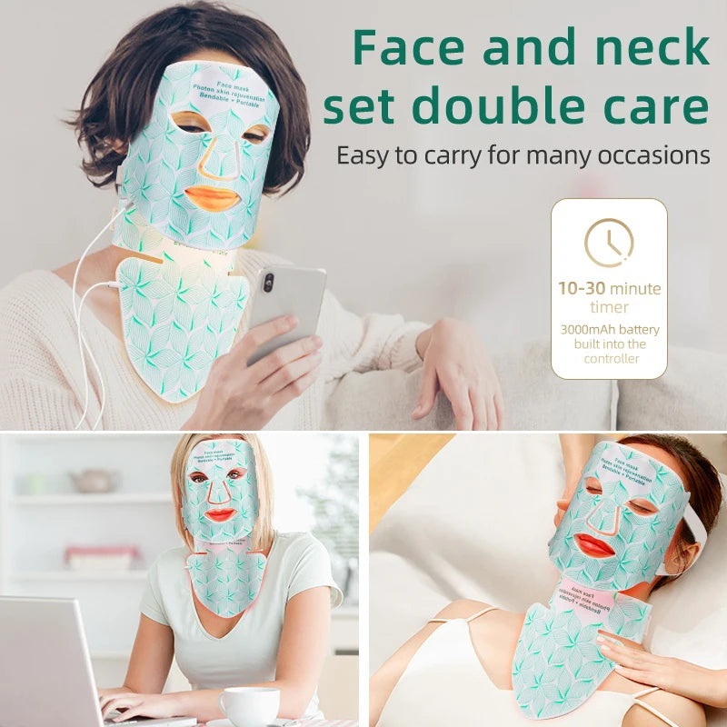 Red Light Near Infrared Therapy LED 8 Colors Face Mask and Neck Anti Aging Wrinkle Acne Pore Oil Control Skin Tighten Whiten