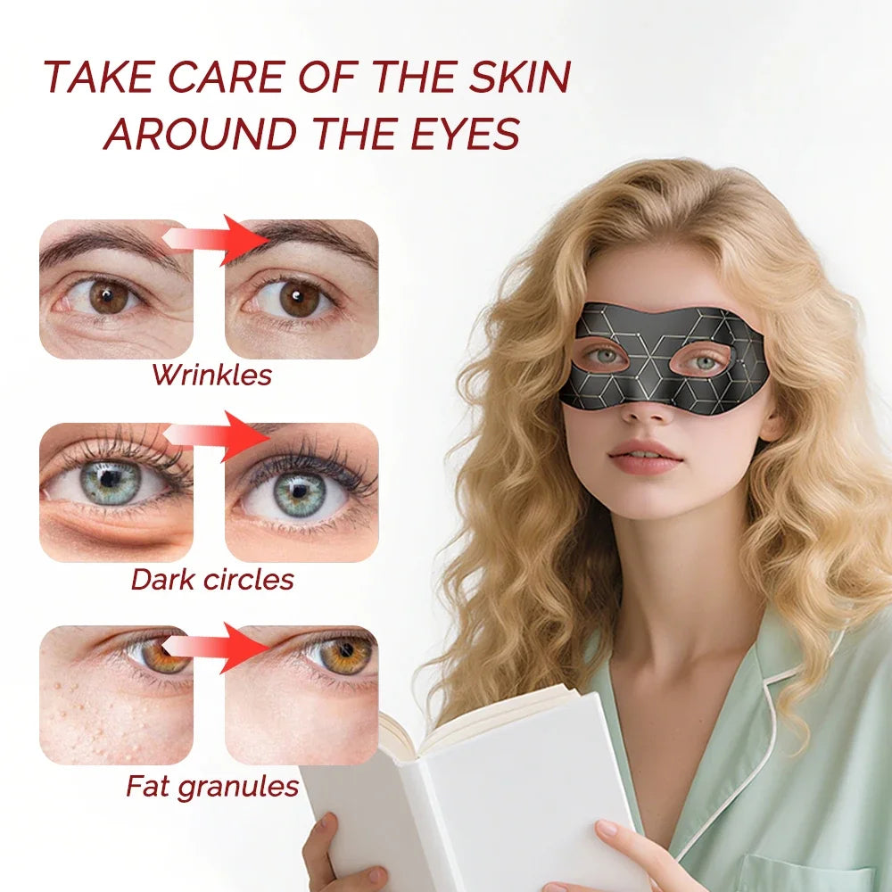 LED Eye Mask Red Light Therapy for Dark Circle Remover - Silicone Anti-Aging Eye Massager Home Use Device