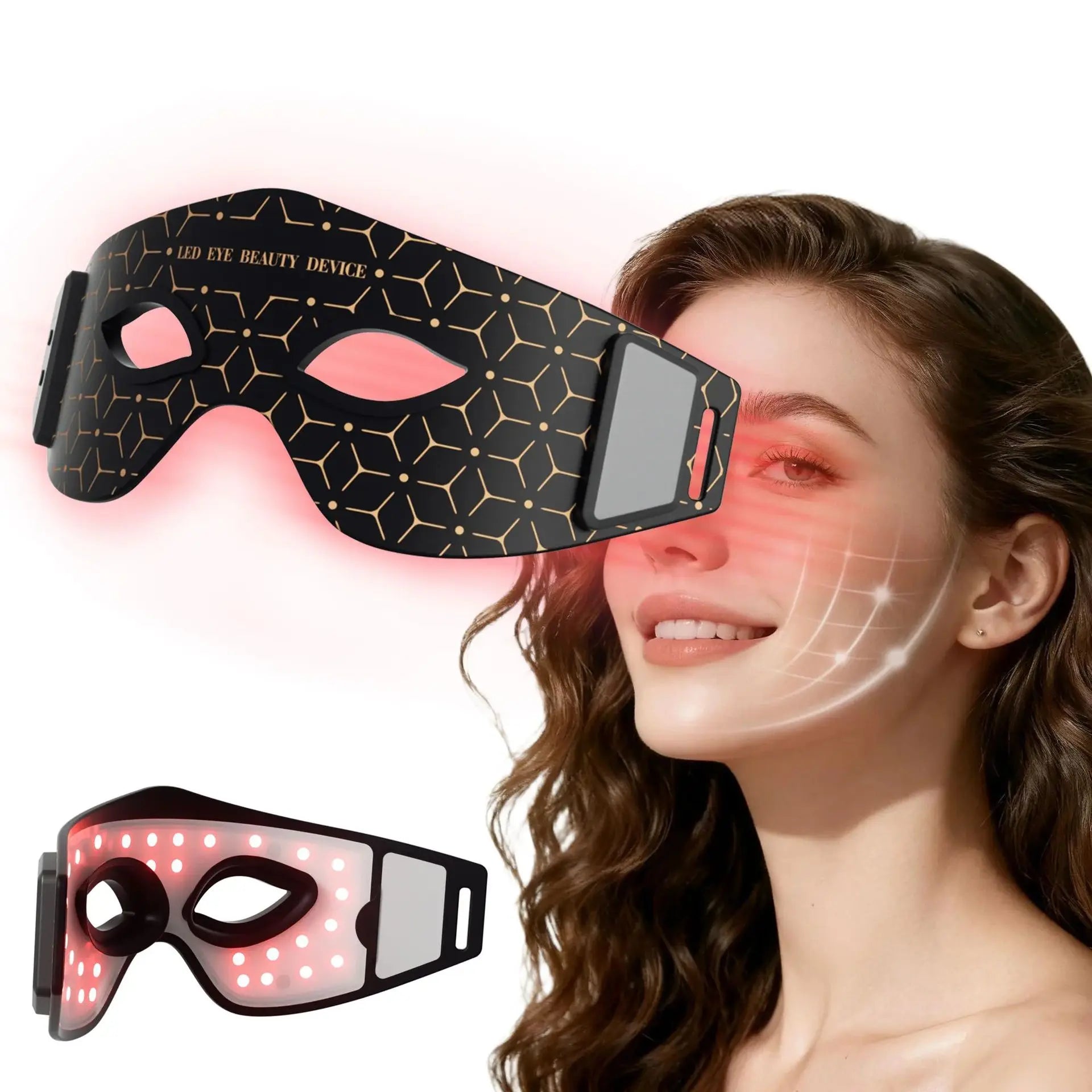 Red Light Therapy Eye Massager Anti Aging Device - Silicone Wireless LED Mask for Dark Circle Reduction Home Care and Relaxation
