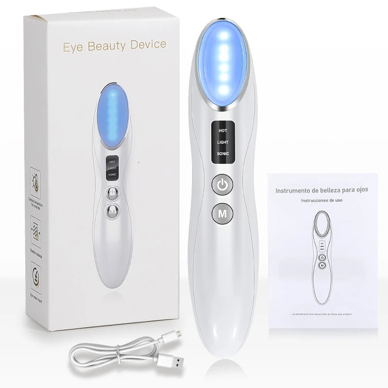 2025 New Vibration Eye Massager Anti Dark Circle Blue Light Anti Wrinkle Eye Massage Pen Hot Compress Eye Beauty Care Device
