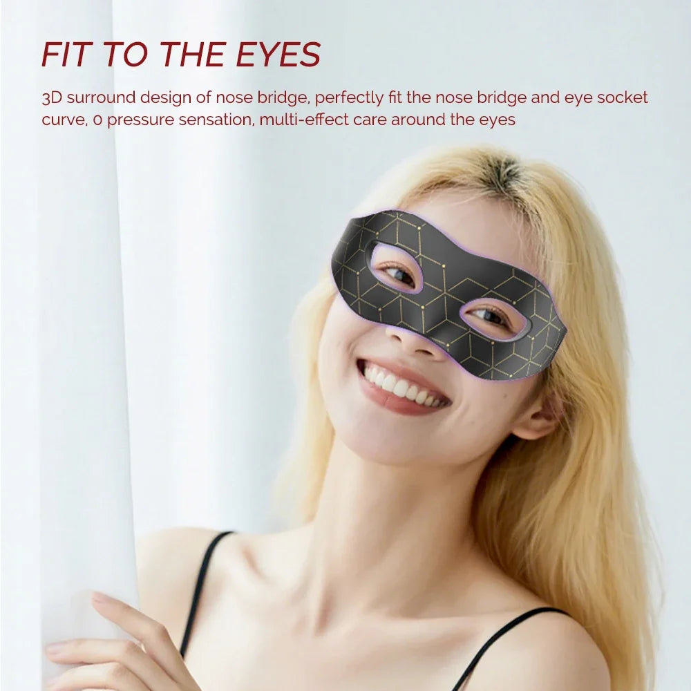 LED Eye Mask Red Light Therapy for Dark Circle Remover - Silicone Anti-Aging Eye Massager Home Use Device