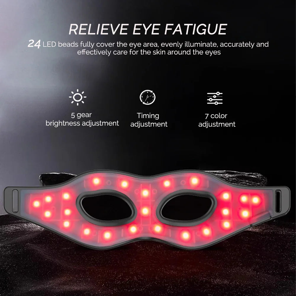 LED Eye Mask Red Light Therapy for Dark Circle Remover - Silicone Anti-Aging Eye Massager Home Use Device